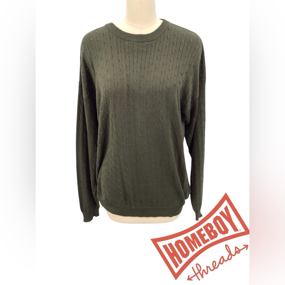 Barry Bricken Olive Silk Sweater‎ Size L